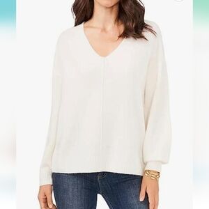 Vince Camuto Antique White V-neck Pullover Sweater Size Women's XL NEW with Tags